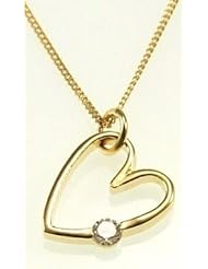 Kala-isjewels - Ladies 18ct Gold Plated CZ "" Hearts ""Pendant ( 0,79"" ) and Chain (17,71"" )