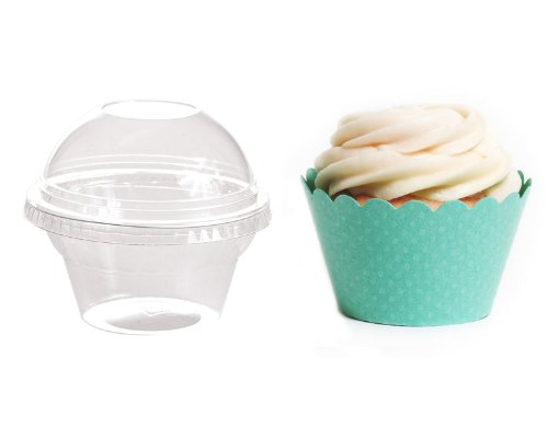 Dress My Cupcake Favor Dome Containers with Wrappers DIY Kit, Diamond Blue, Set of 25