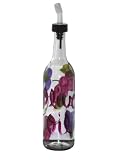 ArtisanStreet's Clear Glass Olive Oil Bottle. Hand Painted with Grape Design. Features Open & Close Spout. Made to Order, Signed by Artisan.
