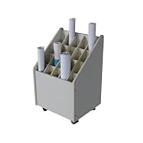 20 Compartment Mobile Wood Roll File (Putty) (23.25H x 15.25W x 13.25D)