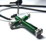Green Horseshoe Nail Cross Necklace