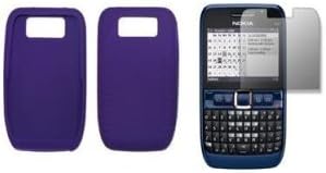 Solid Purple Silicone Gel Skin Cover Case + Screen Protector for Nokia E63