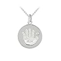 Sterling Silver Diamond April Birthstone Handprint Pendant, 18"