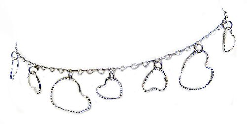 Anklet Bracelet Fashion Jewelry - Silver Tone 2 Sized Diamond-Cut Hearts Anklet Bracelet Fashion Jewelry - Silver Tone 2 Sized Diamond-Cut Hearts
