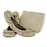 Sidekicks Foldable Ballet Flats Shoes w/ Carrying Case GOLD MEDIUM