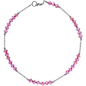 Handcrafted Pink Glass Bugle Ankle Bracelet