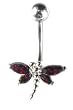 Stainless Steel Dragonfly Belly Ring with RedCZ