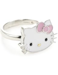 Hello Kitty Pink Enamel Bow and Sterling Silver Ring, Size 7