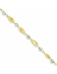 Genuine 14K Two-Tone Gold Two-Tone Oval Links With Diamond Cut Beads Bracelet 7.25 Inches 2 Grams Of Gold 100% Satisfaction Guaranteed.