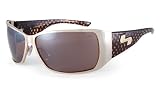 Sundog Prowl Paula Creamer Signature Style Sunglasses with Tortoise Diamond and Matte Black Shiny Gold Frame and Brown Flash Mirror Lens