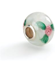 White Glass Rose Charm for 3mm Charm Bracelets