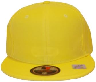 Stylish and Sporty Blank Flat Bill Fitted Baseball Cap- Yellow