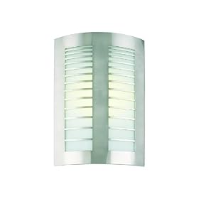 Lite Source LS-1649PS/FRO Graf Fluorescent Wall Sconce Lite, Polished Steel with Frost Glass Shade