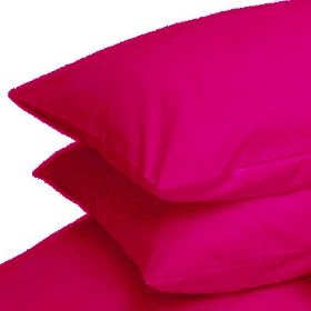 Linens Limited Polycotton Percale 180 Thread Count Housewife Pillow Cases, Hot Pink, Pair