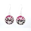 Pretty Double Bird Earrings in Sterling Silver with Pink and Purple Finish, #8313
