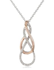 18k Rose Gold Plated Sterling Silver Diamond Twist Pendant Necklace (1/10 Cttw, I-J Color, I2-I3 Clarity), 18"