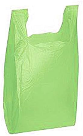 Medium Plastic T-Shirt Bags in Lime Green 11 ½ x 6 x 21 Inches - Case of 1000