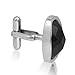 Mens Faceted Black Onyx Cuff Links in Stainless Steel