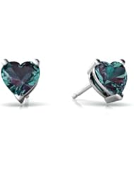 Created Alexandrite 14kt White Gold Stud Earrings