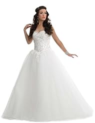 Organza Sequined Lace Beaded Wedding Dress 