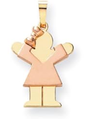 14k Two-Tone Small Girl w/ Bow on Left Engravable Charm Cyber Monday Special