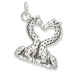 Sterling Silver Heart Shaped Giraffes Charm