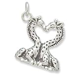 Sterling Silver Heart Shaped Giraffes Charm
