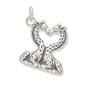 Heart Shaped Giraffes Charm