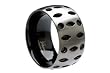 Two Tone Titanium Men's Ring w/ Geometric Pattern
