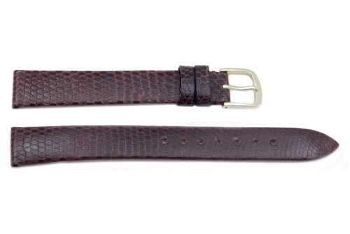 Hadley Roma Brown 16mm Genuine Java Lizard Leather Water Resistant Long Watch Band