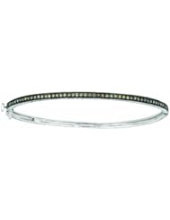 14K White Gold Champagne diamond milgrain bangle