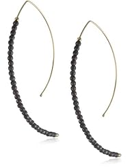 Mizuki 14k Earrings Marquis Hoop Md. with Gold and Silver Beads