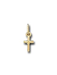 14K Solid Yellow Gold Small Cross Charm Pendant