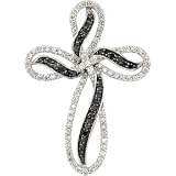 Genuine IceCarats Designer Jewelry Gift 14K White Gold Black & White Diamond Cross Pendant. 29.70X21.60 Mm/ 1/2 Ct Tw Black & White Diamond Cross Pendant In 14K White Gold