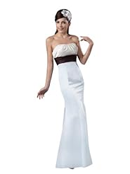 Mermaid Satin Two-Toned Full Length Wedding Dress  With a Sash 