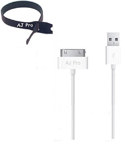 Extra Long (10ft) White 30 pin USB Power Cord and Charge Sync Cable with 8 velco tie for iPhone 4, 4S, iPod, Ipad 1,2,3 AJ Pro (TM)