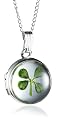 Sterling Silver Four Leaf Clover Locket, 18"