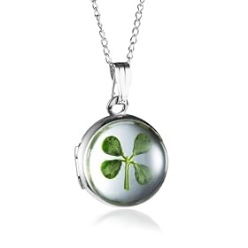 Sterling Silver Four Leaf Clover Locket, 18" by 
