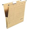 25x H�ngetasche m. Leinenfr�sche A4, Naturbraun, Chamois, seitlich geschlossen,mit Sichtreiter, Organisationsaufdruck, H�ngemappe