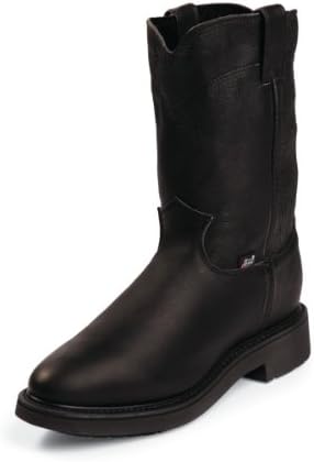 Jow Men's Justin Original Work Boot Pull-On Round Toe Black 11 EEE US