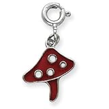 Sterling Silver Red Enameled Mushroom Charm - JewelryWeb