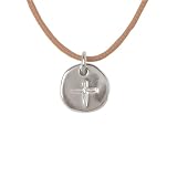 Sterling Silver "ROM 5:8" Pendant on Tan Cord by Bob Siemon, 18"