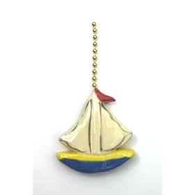 Ceiling Fan Pull Chain: Blue Sailboat