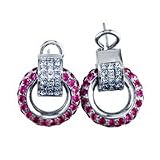 1.60 Carat G/VS2 Princess Diamond and Pink Sapphire Earrings in 18ct Solid White Gold