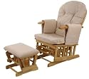 Deluxe Recliner Glider Nursing Nursery Feeding Chair & Stool - Cream