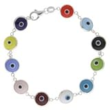Bling Jewelry 10mm Multi Color Sterling Silver Evil Eye Bracelet