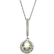 14K White Gold Prasiolite and Diamond Pendant