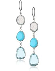 Sterling Silver Multi-Stone Sliver Drop Earrings