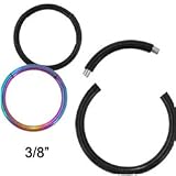 Titanium Nose Ring Hoop Segment Septum 3/8" 9.5mm BLACK 16G