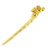 Crystalmood Handmade Boxwood Carved Hair Stick Carp Leap 6.75 inches